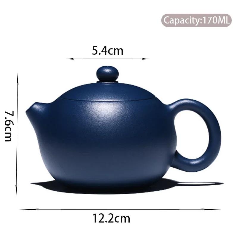

170ml Chinese Yixing Purple Clay Teapot Ball Hole Filter Handmade Xishi Tea Pot Raw Ore Dark Green Mud Kettle Zisha Tea Set