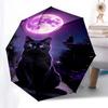 1pc Black Cat MoonOpen/Close Umbrella-Windproof, Compact Travel Umbrella, Sturdy 8-Rib Shaft, Outdoor Accessory, 1019