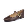 Grape mother thick heel high heels women's French retro women's shoes comfortable soft sole not tired feet shoes 2025 spring women