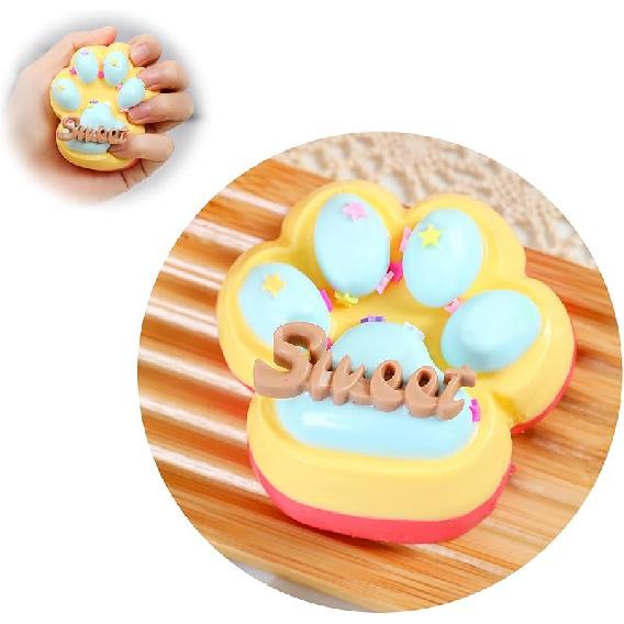 Handmade Cat Paw Taba Squishy,Cute Soft Squeeze Toys, Kawaii Fluffy Squishies Sensory Toys,Silicone Squeeze Toys for Stress Relief, Fidget Toys