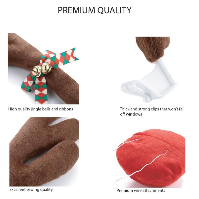 Rentier Dekoration Elch Geweih Auto Fahrzeug Nase Horn Kostüm Deko Set Rudolph Weihnachten Rentier Geweih Rote Nase