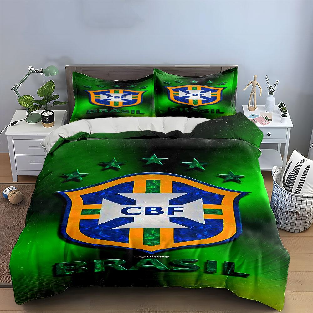 Brazil Football Crest Pattern. Bedding Sets Duvet Cover Sets Duvet Covers Pillowcases(1 * Duvet Cover 2 * Pillowcases, Without Duvet Insert)