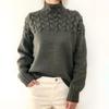 Women's Sweater Turtleneck Casual Long Sleeve V Neck Solid Loose Chunky Knit Pullover Tops