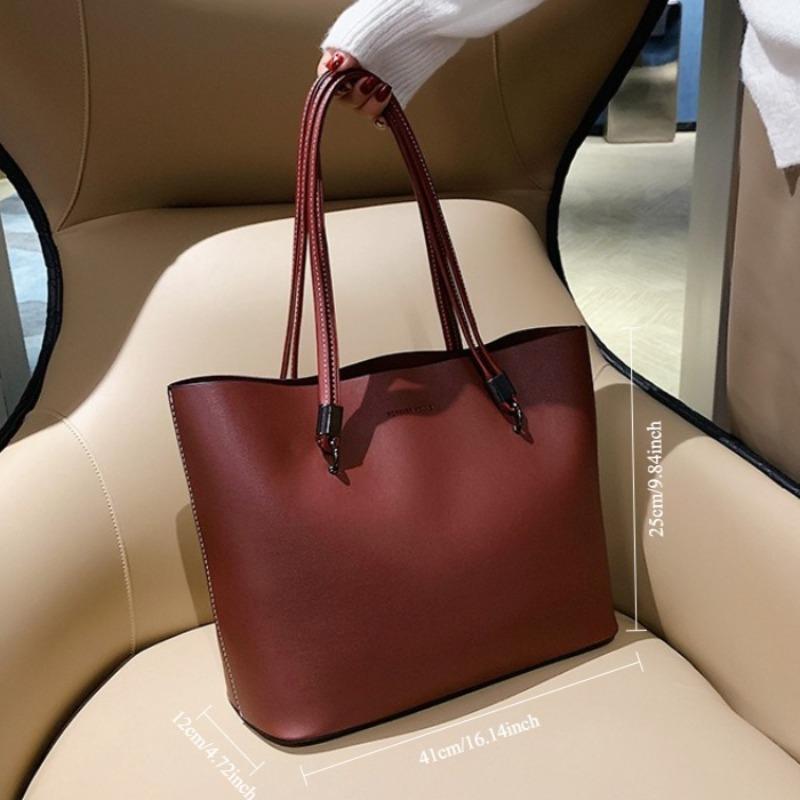 Ladies' Large-capacity Handbag Fashiable High-quality PU Handbag Niche Commuter Tote Bag Minimalist Style Classic Shoulder Bag