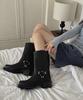 Moodnple Westby Leather Belt Boots With Decorative Point Black 4Cm