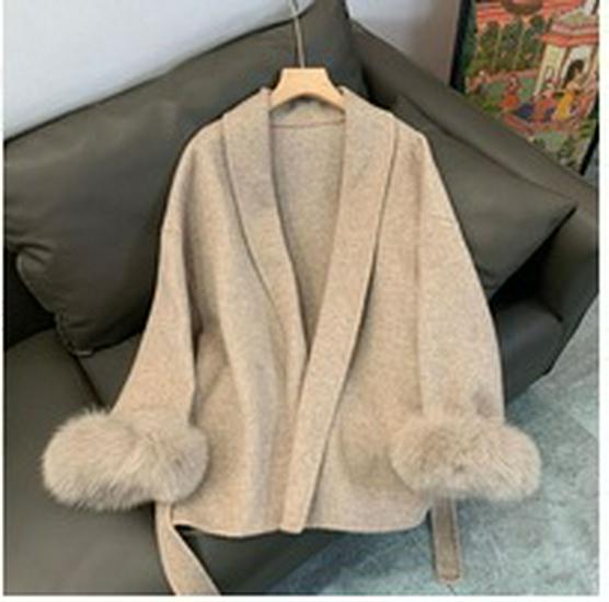 2025 Women's Short Fox Fur Wool Coat - Double-Sided Bathrobe Style