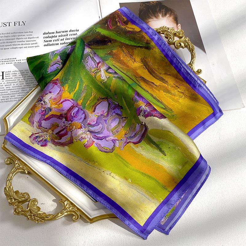 Spring and Autumn Printed Silk Scarf Women s Small Square Scarf Silk Silk Scarf Women s Sunscreen Silk Scarf Mulberry Silk Scarf 53*53