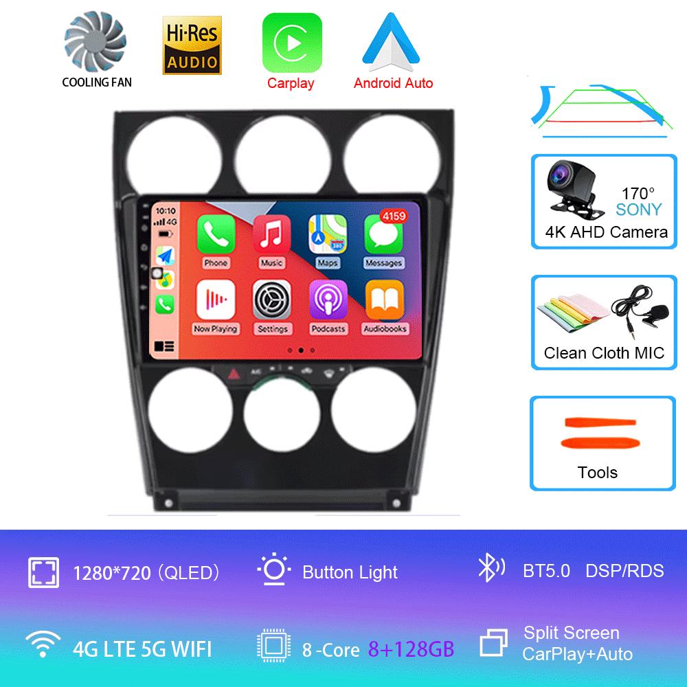 For Mazda 6 2002 2003 2004 2005 2006 2007 2008 Android 14 Car Player Navigation GPS Radio Multimedia Carplay 2Din 360 Camera RDS