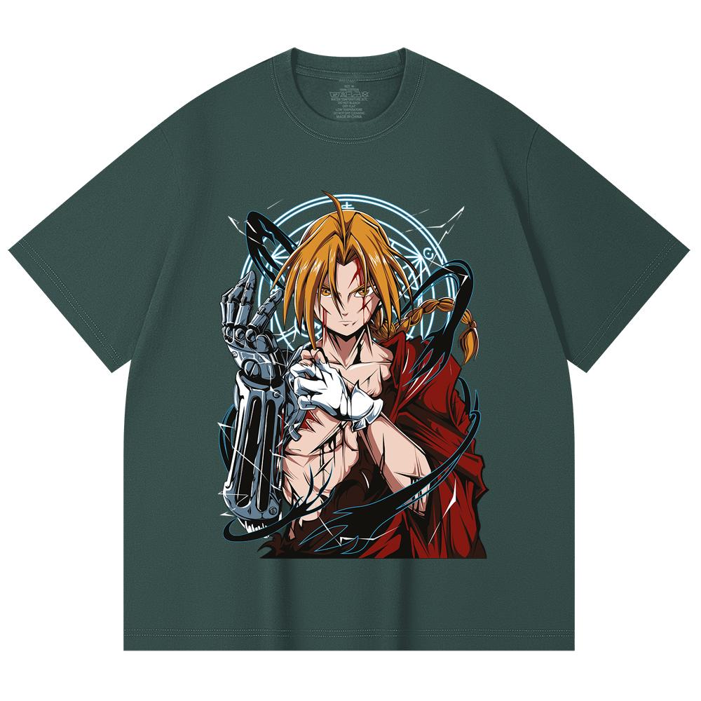 230 Gsm 100% Cotton Fullmetal Alchemist V6 Edward Print Unisex Heavy Cotton T Shirt