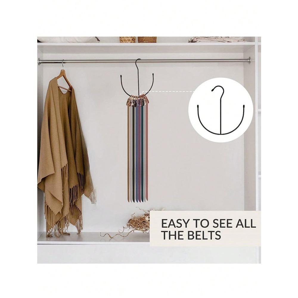 1pc Multi-Functional Stainless Steel Solid Metal Coated Belt Hanger, Suitable for Storing Ties, Scarves, Belts, Bags, Etc. Decorations Decor Festival