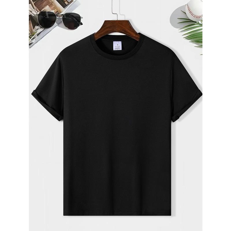 Men's Summer Short Sleeve T-Shirt with Letter '' Print - Casual Round Neck Breathable Top, Short Sleeve Summer, Machine Washable, Versatile for Casual