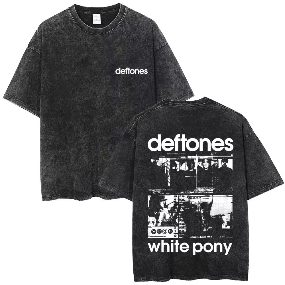New Arrival Deftones Private Rock Music Vintage Washed Graphic Tee Retro Band Print Oversized Loose Short Sleeve Streetwear Cotton Tees For Men Women