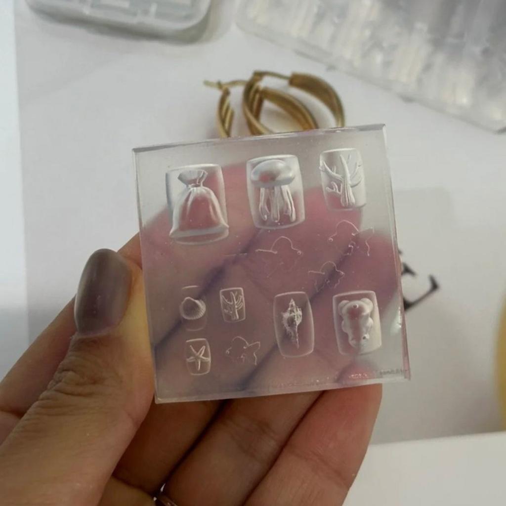 Silicone Nail Art Mould With Sea Shell Fish and Mermaids Patterns Easy Demolding for Manicure