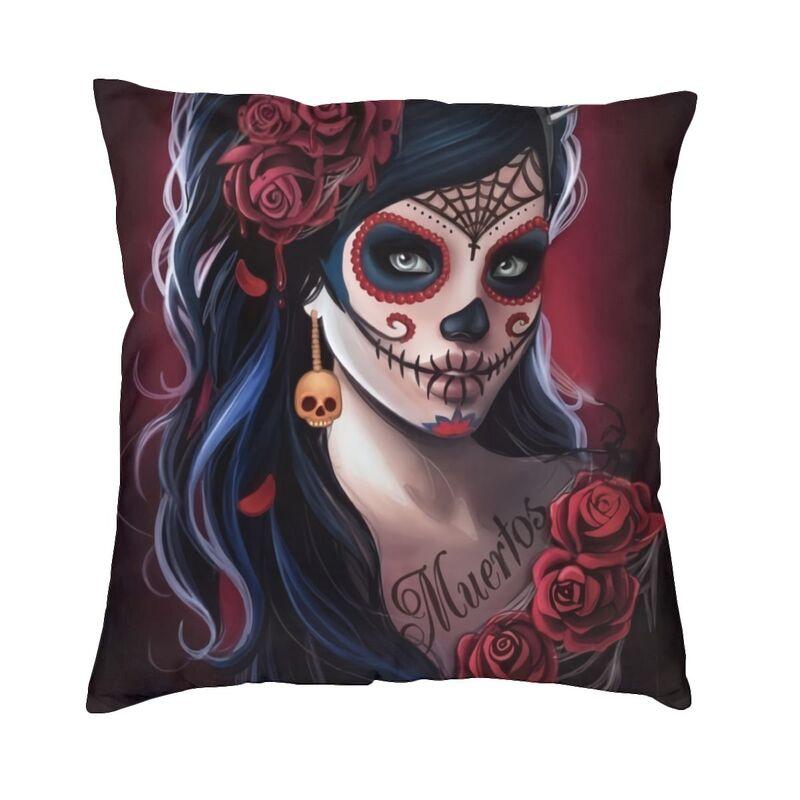 Day Of The Dead Sugar Skull Square Pillowcover Decoration Cushion Cover Throw Pillow for Sofa Doublesided Printing