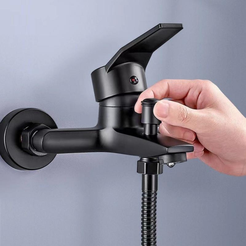 Badezimmer Duscharmatur ABS-Kunststoffgriff Wandmontiert Doppelauslauf Kaltmischerventil Düse Wasserhahn für Badezimmer Badewannenarmatur