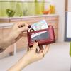 Genuine Leather Men Women Rfid Credit Card Holder Small Zipper Wallet Solid Coin Purse Key Ring ID Pocard Slot Mini Money Bag