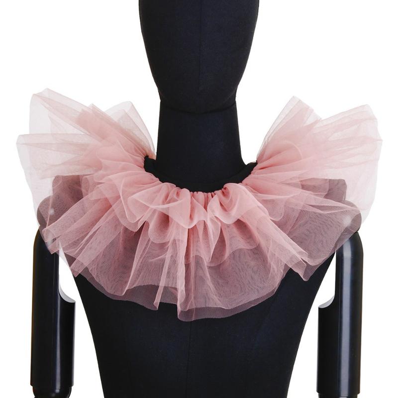 Perfect Match Ruffle Mesh Fake Collar Shawl Clown Performance Makeup Neck Accessories Renaissance Tulle Costume Detachable Collar