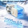 Fast Charging Fan Mini Handheld Fan, Transparent Cyber Portable Small with Digital Power Display Display, 3 Speed USB Rechargeable Pocket for