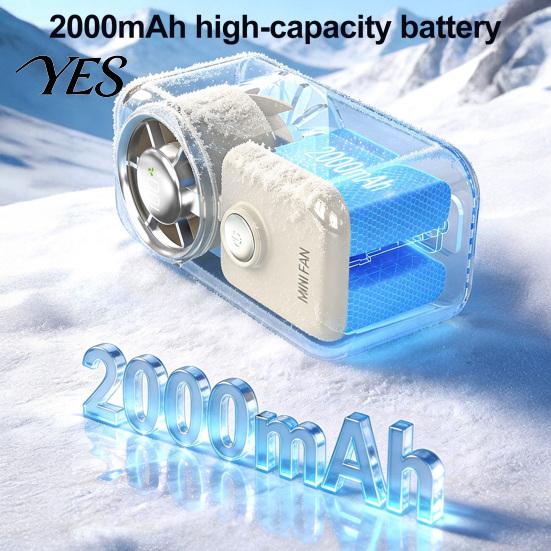 Fast Charging Fan Mini Handheld Fan, Transparent Cyber Portable Small with Digital Power Display Display, 3 Speed USB Rechargeable Pocket for