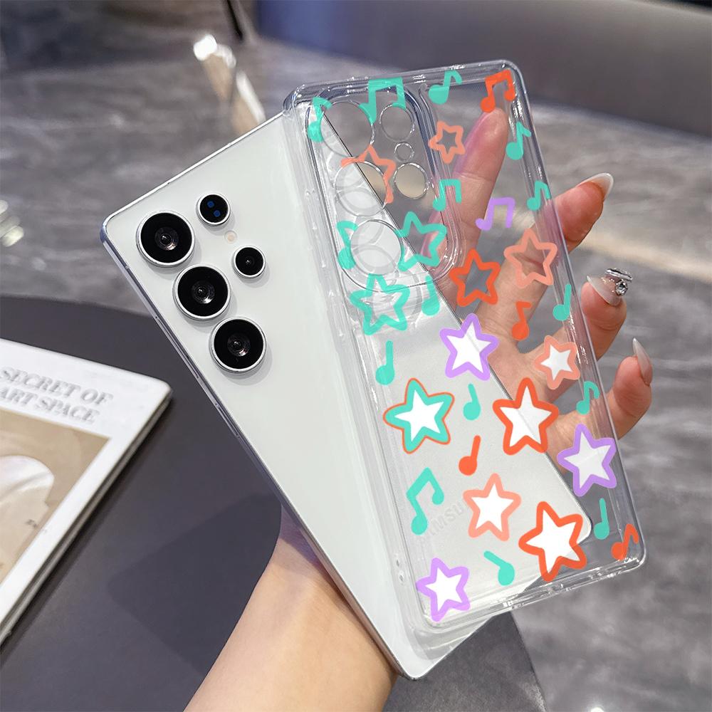 Colorful Music Notes and Stars Case for Samsung Galaxy S26 S25 S24 S23 S22 S21 S20 FE Plus Soft TPU Slim Fit Shockproof Cover