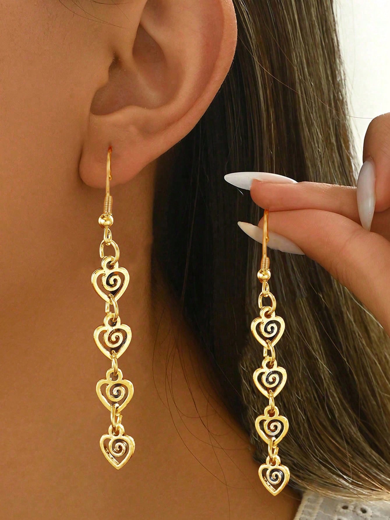 

1 Pair Vintage Distressed Versatile Creative Geometric Spiral Swirl Dangle Earrings, Suitable For Women s Daily, Vacation, And Outfit Matching one-size