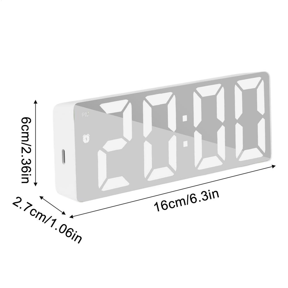 Digital Alarm Clock Electronic LED Mirrored Desk Clock Luminous Alarm Clocks Modern Home Decor With Date And Temperature Table