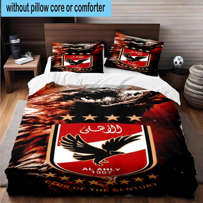 3pcs Al Ahly FC Printed Bedding Set Duvet Cover Closure Includes 1 Duvet Cover & 2 Pillowcases Bedding Sets Home Decor Gifts