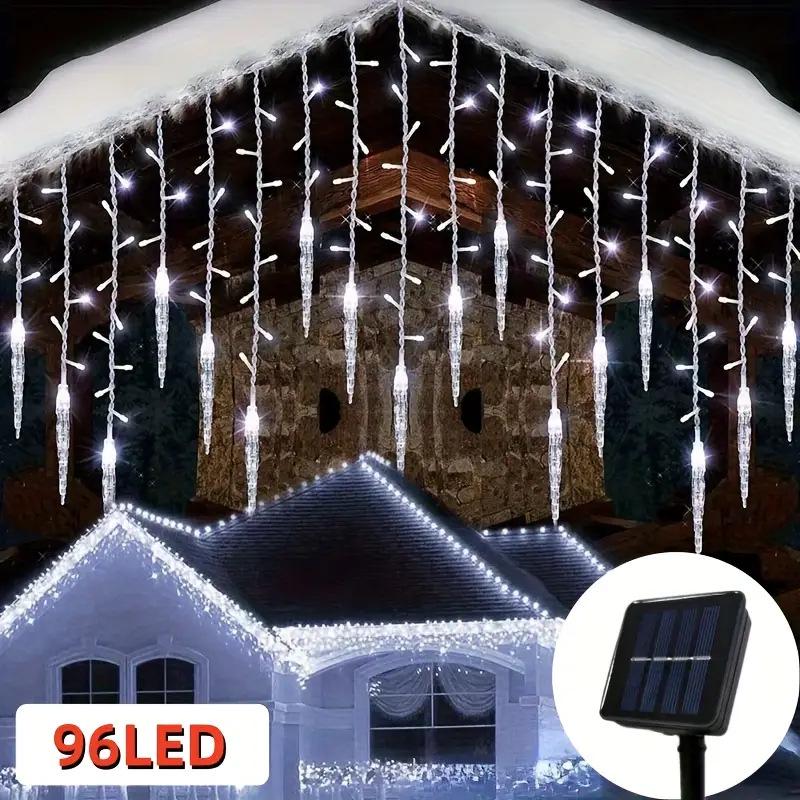 

Светодиодные сосульки на солнечной батарее для рождественской гирлянды для украшения двора на открытом воздухе 8m 180 LEDs