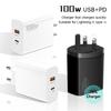 100W Multi-Port Fast Charger for Apple & Samsung, EU/UK PD Adapter