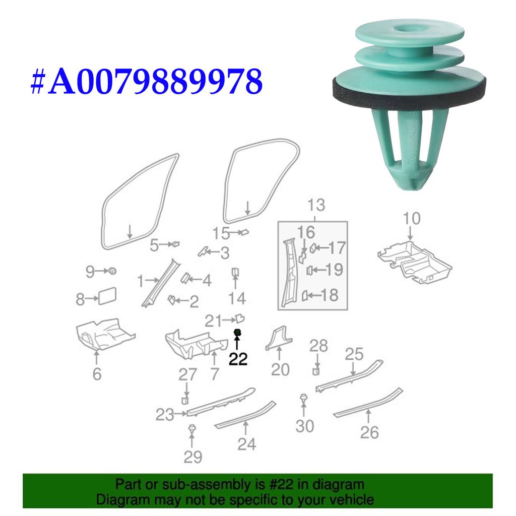 Interior Door Card Panel Trim Clips Fasteners A0079889978 6Y0867260 For Skoda Fabia Octavia Mercedes-Benz S-Class M-Class