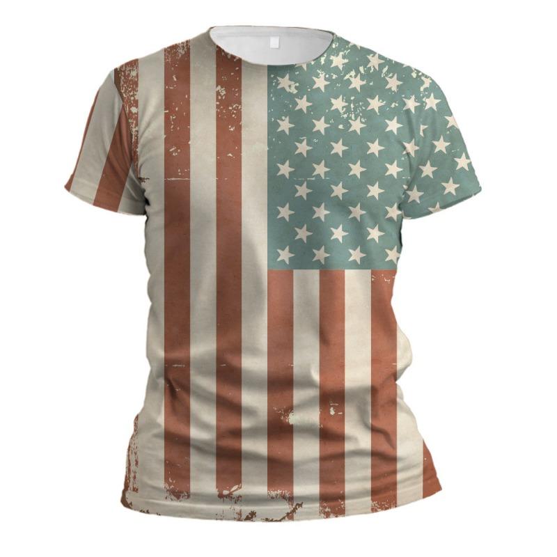 Spring Summer Round Neck Short Sleeve 3D Digital Printed T-shirt Fashion Youth Letter Printed T-Shirts