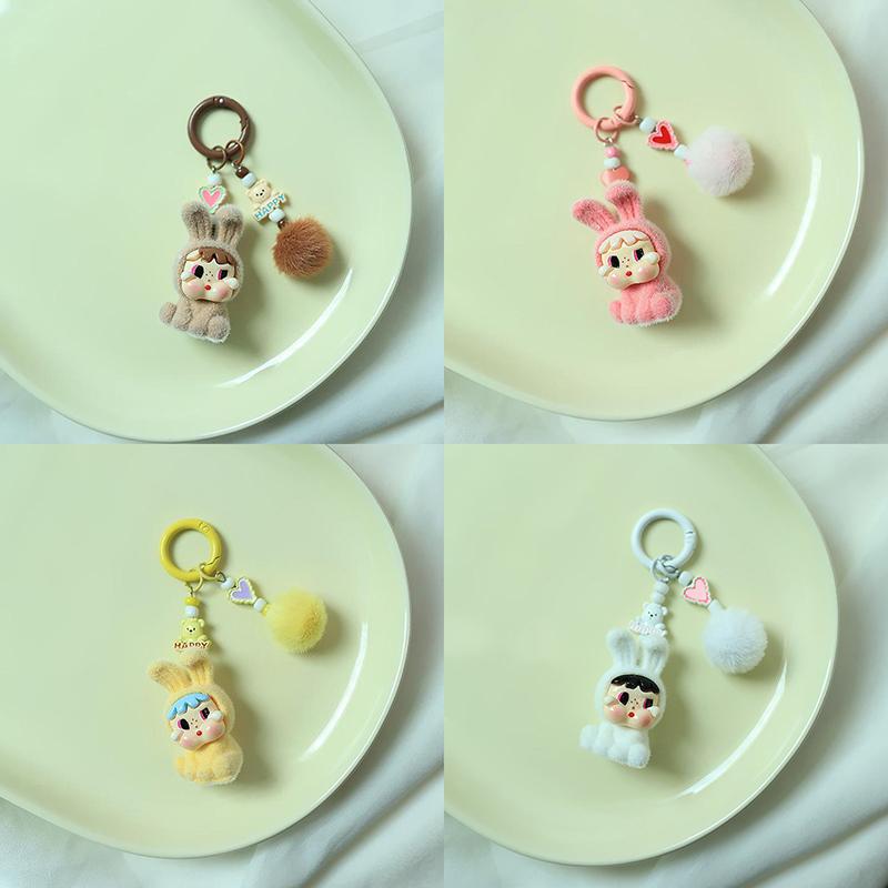 Cute Cartoon Plush Rabbit Hat Crying Baby Key Chain Kawaii Doll Pendant Backpack Decoration Jewelry Pendants Accessories Gifts
