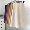 Pure Color Deer Skin Velvet Skirt Autumn and Winter Women's High Slender Elastic Mid-length A-line Skirt Female Skirt