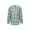 Primavera e outono camisa feminina moda casual com capuz cor bloqueando camisa xadrez