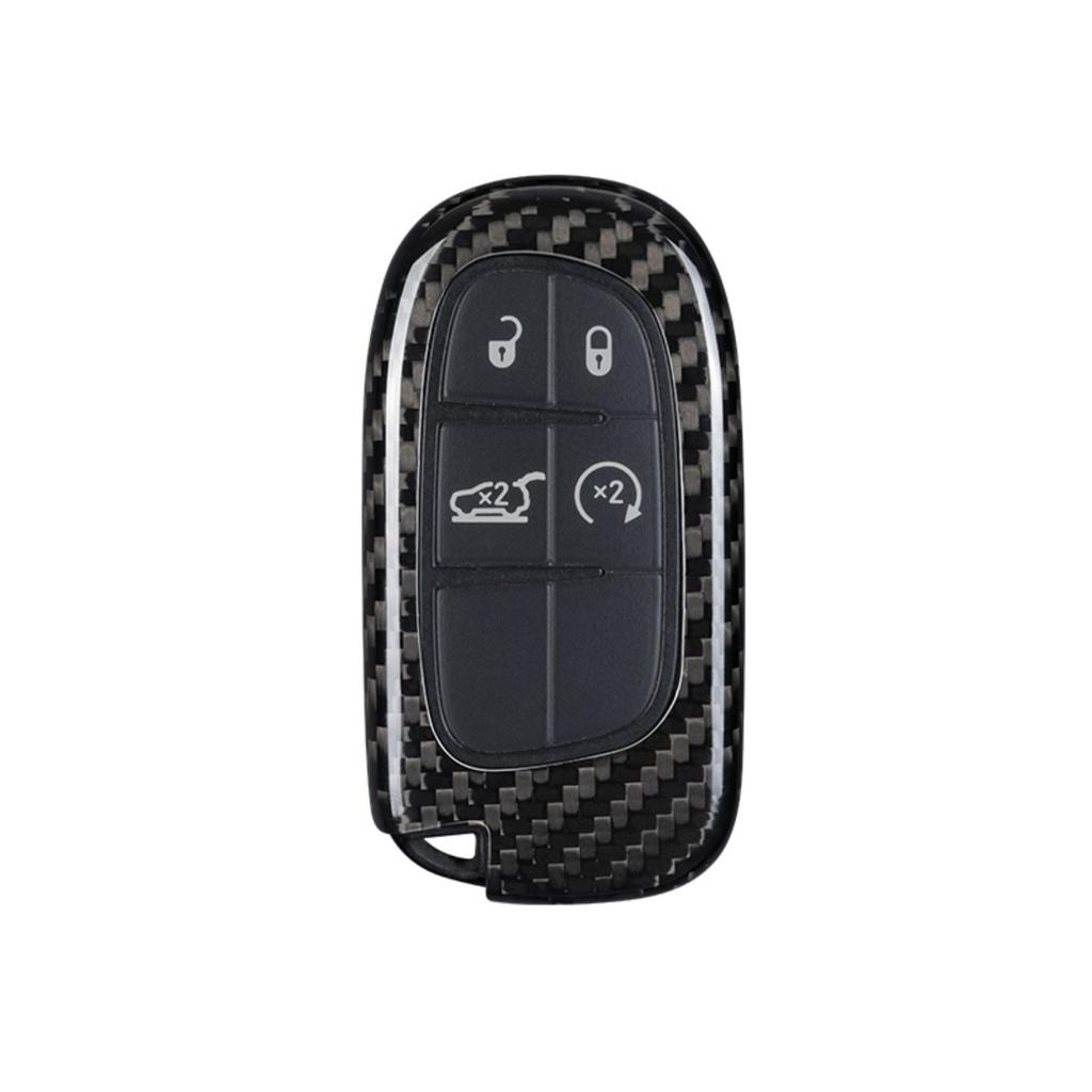 Carbon Fiber T-Carbon Car Key Case For Jeep Grand Cherokee Dodge Jcuv Dart Journey Chrysler 300C Fiat 4 Button Remote Fob Cover