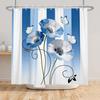 Moderne Mode Duschvorhang Blaue Blumen Schmetterling Duschvorhänge Badezimmer Dekoration Wasserdicht Mit 12 Haken Polyester Vorhänge