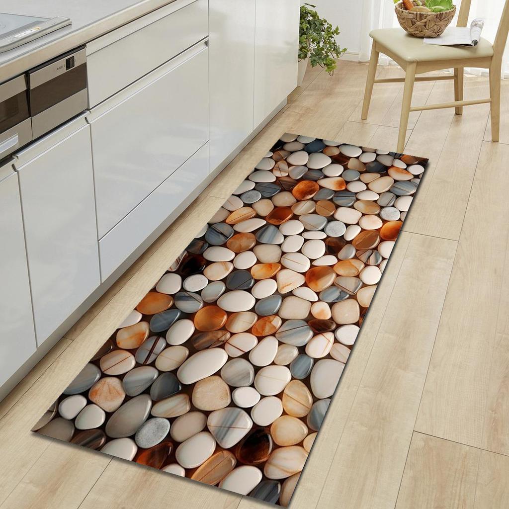 1Pcs Pebble Pattern Floor Mat Modern Kitchen Polyester Rug Non-Slip Colorful Indoor Carpet, For Home Bathroom Bedroom Living Room Decor
