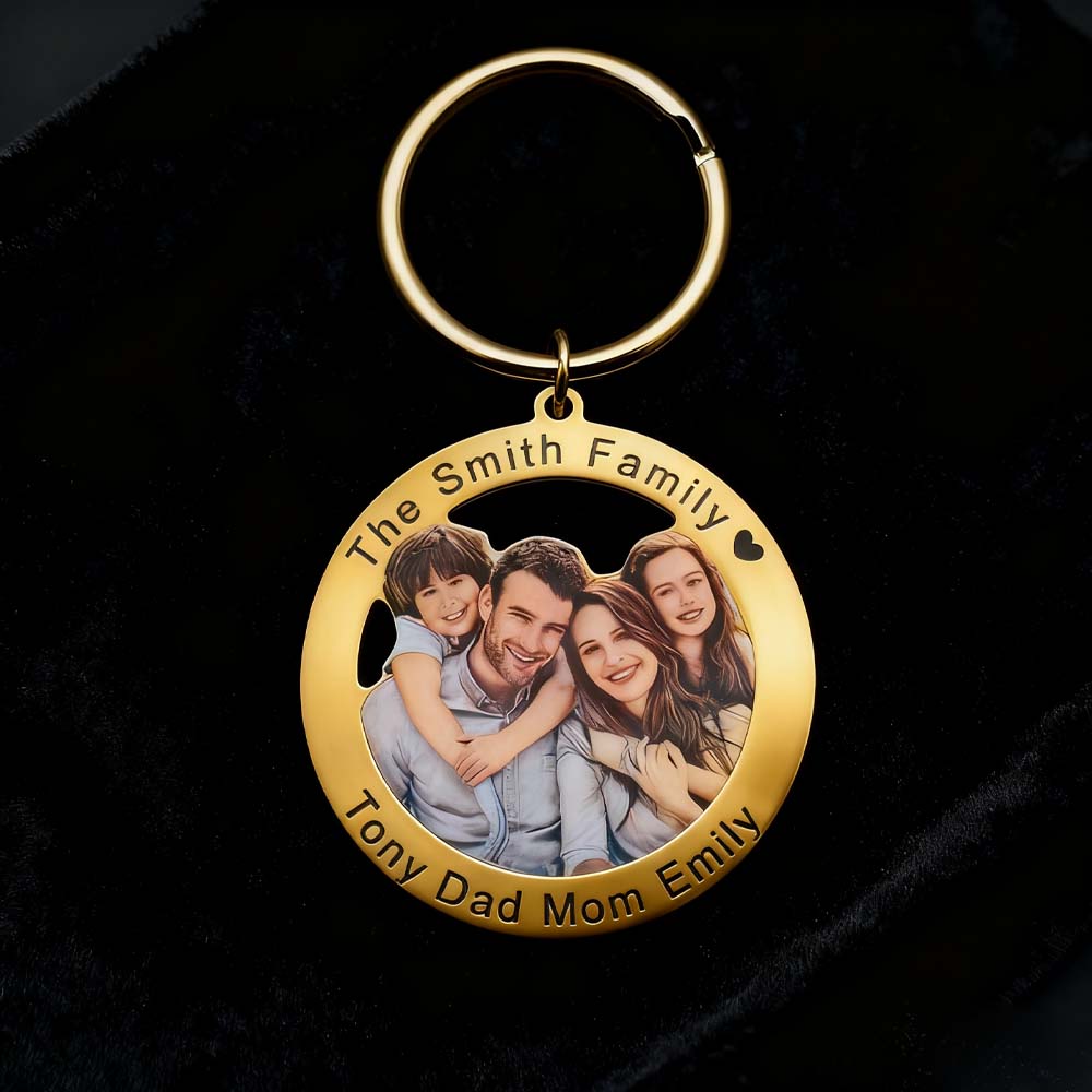 Family Couple Dog Pet Print Demand Photo Keychain Personalized Custom Valentine Gift For Women Men Mother Father Steel Key Ring