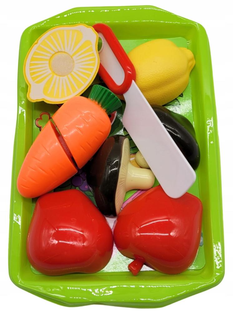 Set For Children Vegetables And Fruits For Cutting On Velcro Toy Tray Knife