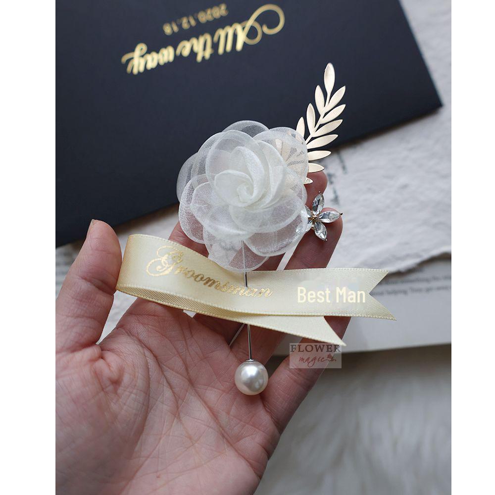 Korean Pearl Bridesmaid Corsage Bracelet - Elegant Floral Hand Accessory for Parties & Weddings