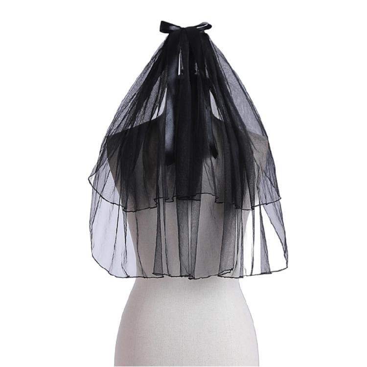 Dark Series Black Mesh Veil for Halloween Masquerade Party Bride Dress Up Wedding Veil for Parties Festival Props