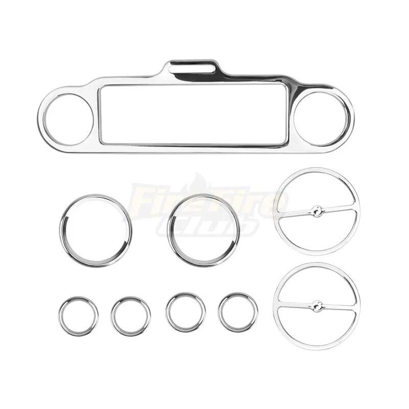 Motorcycle Accent+Speedometer+Speaker Trim Ring Set Chrome For Harley Touring Electra Street Glide 1996-2013