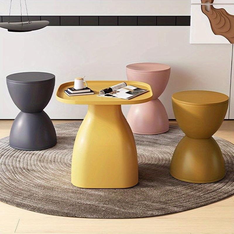 Hourglass Round Stool, Shoe Changing Stool - Colorful Geometric Aesthetics Design, Suitable for Modern Style Home Decor