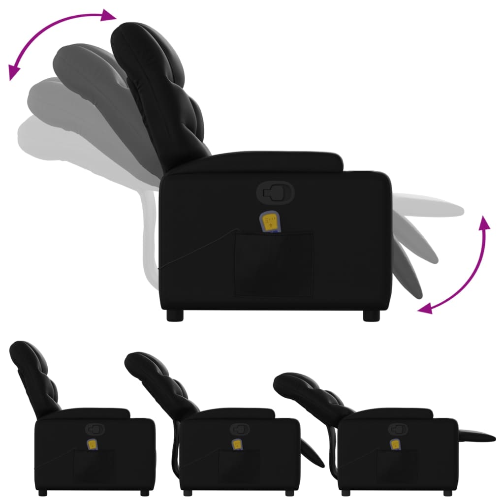 Massage Relax Chair Artificial Leather Black