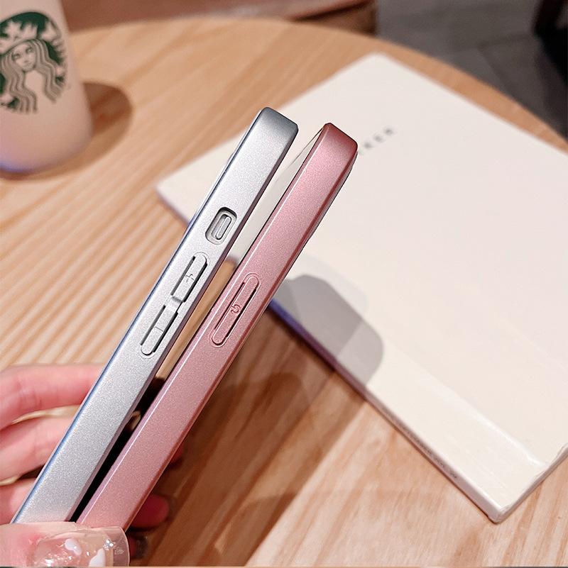 Internet Celebrity Same Ins Style Light Luxury Dream Purple Rose Mobile Phone Case iPhone17Pro Glass Protective Case Apple 15