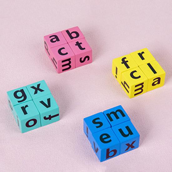 1 Set Crossword Puzzle Simple Operation Bright Color Early Education Word Spelling 3D Blocks Game for Gift