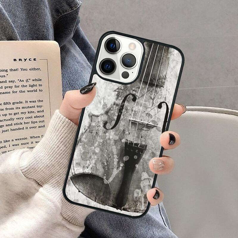 Violin and Musical Note Phone Case for iPhone 17 Air 16 16e 15 Plus for Apple 13 11 12 14 Pro Max Cover coque Shell