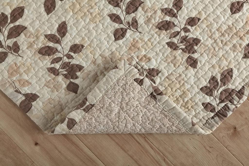 Ikehiko Rug Carpet Multi Cover Stylish Washable Leaves Rectangle 190 X 240cm Beige Cotton Leaf Washable Quilt Reversible Bedspread Kotatsu Cover Sofa