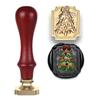 Christmas Themed Seal Stamp Head with Wood Handle for Seal Envelope Christmas Card Invitation Scrapbooking Embellishment