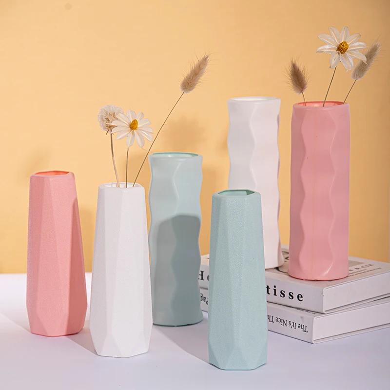 Nordic Minimalism Flower Vase Plastic Vase Dining Table Decorations Creative Plant Bottle Living Room Container Ornament